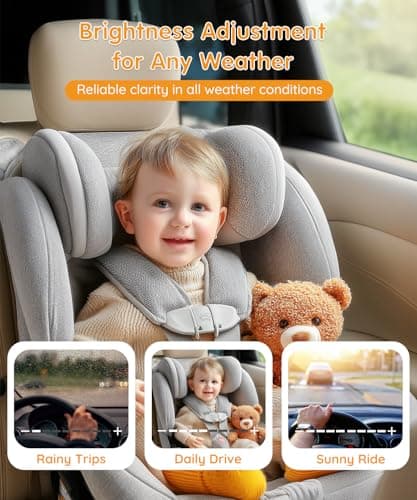 Babyvue BC1 Baby Car Camera, 4.5" 1080P HD Screen & 3X Zoom, AUTO IR Night Vision Car Baby Monitor with Adjustable Brightness, 2-Min Easy Install Car Seat Camera for Babies & Pets to Drive Safely - Thumbnail 5