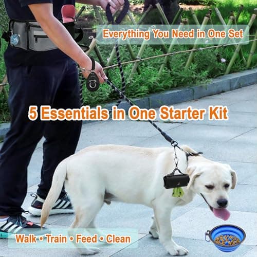 Dog Training Starter Kit for Beginners, 5-Piece Puppy Training Set with Reflective Leash, Clicker, Adjustable Whistle, Collapsible Slow Feeder Bowl and Poop Bag Holder, New Dog Owner Essentials - Thumbnail 3