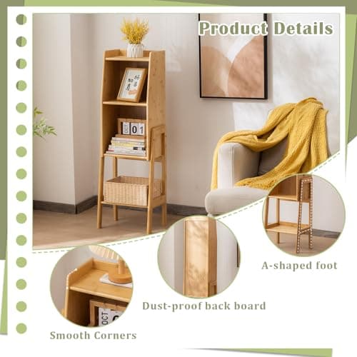 SOBIBO 3 Tier Bamboo Bookcase, Classical Modern Bookshelf, Dispaly Shelves, Bamboo Wood Organizer Book Shelf for Living Room Home Office-Natural, Medium - Thumbnail 5