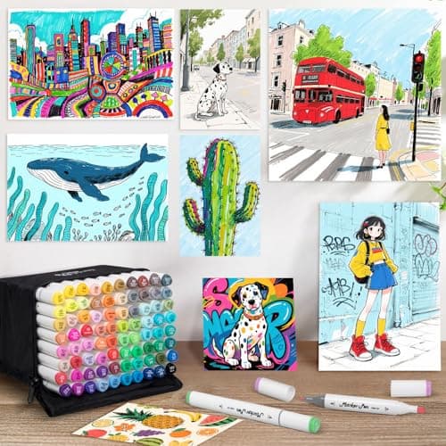 WELLOKB Alcohol Markers Set, 80 colors Alcohol Based Dual Tip, Brush and Fine Tip for Adult Coloring Books, Drawing, Sketching - Thumbnail 6