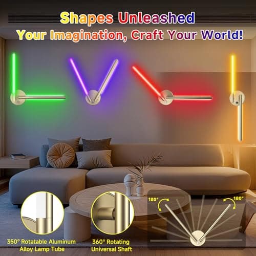 Battery Operated Wall Sconce Set of Two,Wireless Magnetic Wall Lights with Remote, 360°DIY Rotatable 5CCT Dimmable with Timer,RGB Cordless Wall Gold Sconces Decor for Vanity Bedroom Hallway 10000mAh - Thumbnail 4