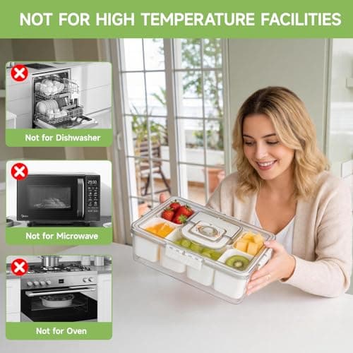 ERABAY Chilled Portable Snackle Box container, Divided Serving Tray, Beach Essentials Insulated Container with Reusable Ice Pack & Bag – Keep Food Hot or Cold On the Go for Adult - Thumbnail 6