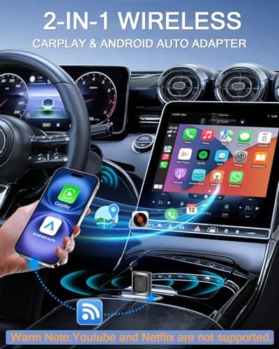 AuroraLink 2-in-1 Mini Wireless CarPlay Adapter for iPhone, 2026 Upgraded Bluetooth Android Auto Dongle Convert Wired to Wireless, Plug & Play, USB & Type C for Apple iOS 10+, Android 11+, 2016+ Cars - Thumbnail 3