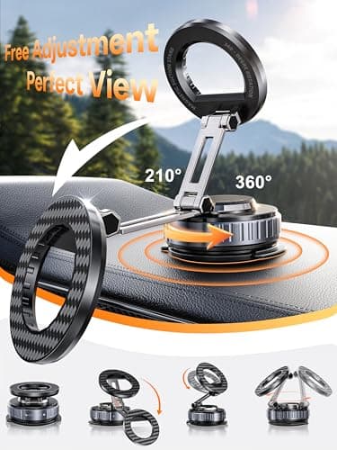 snanlen 2026 Upgraded Car Phone Holder for Magsafe [108LBS Strongest Suction] 360° Adjustable Vacuum Magnetic Phone Holders, Cell Phone car Mount for iPhone 17 Pro Max 16 15 14 13 12 Air Plus - Thumbnail 2