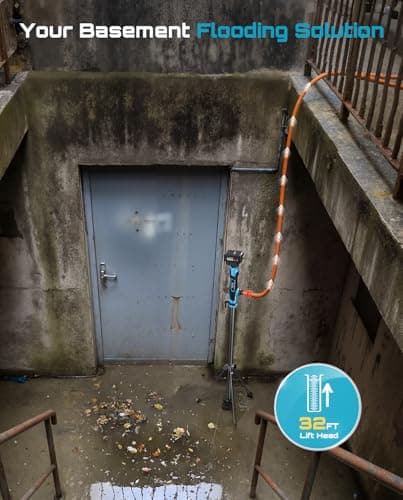 SEESII Cordless Stick Water Transfer Pump with Tripod Stand Hands-free, Portable Electric Sump Pump 720GPH & 2 x 4.0Ah Batteries, 32FT Lift for Pool Draining Boat Bilge Garden Rain Barrel Basement - Thumbnail 6