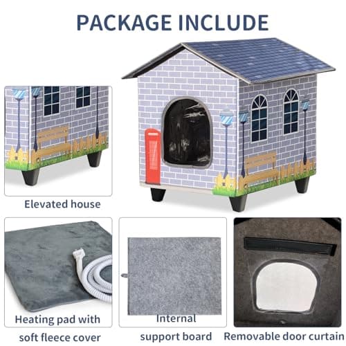 NAMOTEK Elevated Heated Cat Houses for Indoor/Outdoor Cats with Heated Cat Bed Waterproof， Insulated Providing Safe Feral Cats, Easy to Assemble Small(15" x 13" x18) - Thumbnail 2