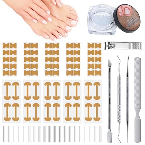 Ingrown Toenail Corrector Set with Correction Strips, Ingrown Toenail Removal Kit, Professional Ingrown Toenails Pedicure Tool Set (Silver) - Image 1