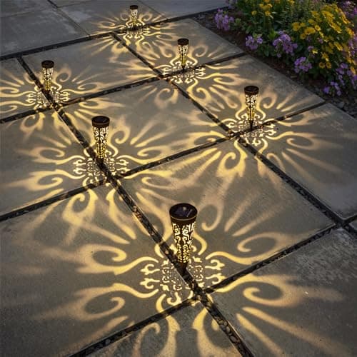 Go2garden 6Pcs Solar Lights Outdoor Garden Decor Gifts for Women Mom,Waterproof Conical Garden Stakes for Yard, Lawn, Pathway,Garden Lights Mothers' Day Birthday Gifts for Men(Black) - Thumbnail 2