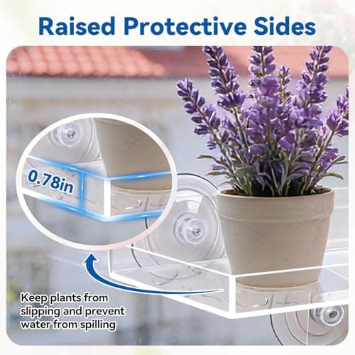 Leafory 2PCS Window Plant Shelves, 15.7 X 5.9inch Clear Acrylic Floating Shelf Strong Suction Cup Plant Holder with Bracket, Window Shelf for Plants Indoor - Thumbnail 5