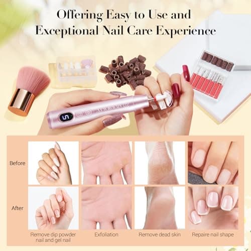 AZUREBEAUTY Dip Powder Nail Kit with Electric Nail Drill 24 Colors Summer Green Pink Orange Nail Starter Kit with Dip Liquids Base Top Coat Activator Portable Manicure French Nail Art Essential Set - Thumbnail 6