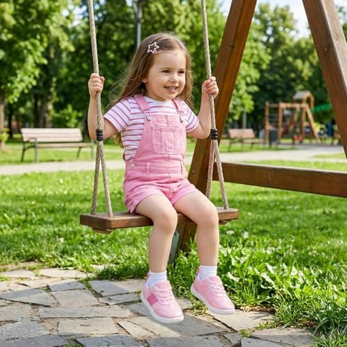 WIDE TOE BOX Toddler Girl Shoes Wide Girls Barefoot Tennis Shoe Lightweight Kids Sneakers with Hook and Loop Breathable Water Pink Toddler Size 5 - Thumbnail 3