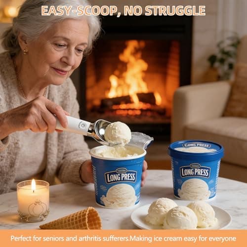 KEHFPMW Heated Ice Cream Scoop Rechargeable, 30s Rapid Heating Electric Scooper to 158°F with LED Display, IP65 Waterproof & Easy to Clean, Smart Touch Safety Lock for Hard Gelato & Cookie Dough,White - Thumbnail 6