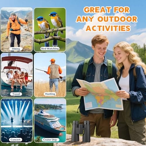 Asacam 10x42 HD Binoculars for Adults, BAK4 Prism Waterproof Lightweight Binoculars with Low Light Vision for Bird Watching, Hunting, Hiking, Travel, Cruise - Thumbnail 5