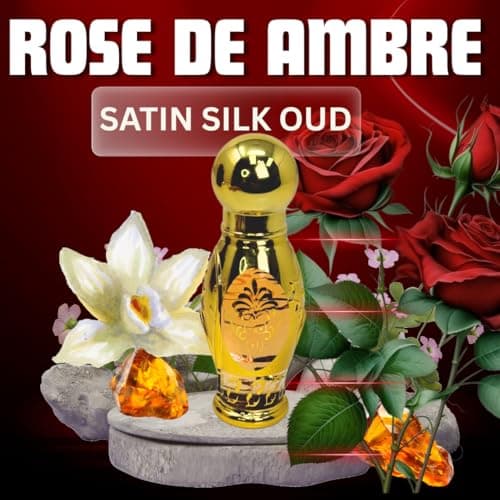 "Rose de ambre" Satin Silk Oud Attar (15 ML) Long Lasting Unisex 100% Pure Perfume Oil. Notes: Rose (Bulgarian and Turkish), oud (Agarwood), vanilla, and violet, Packed in Gift Ready Box by ALMAHAS - Thumbnail 5