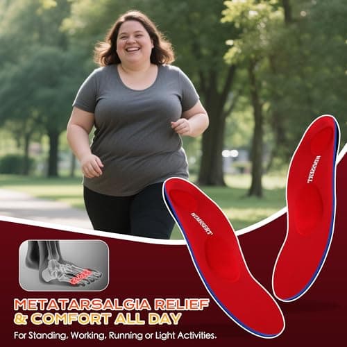 Metatarsalgia Insoles for Walk & Standing, Larger Metatarsal Pad for Ball of Foot Pain, Morton's Neuroma Relief, Comfort Orthotics Inserts with Heavy Duty High Arch Support & Heel Cushion, Men Women - Thumbnail 2