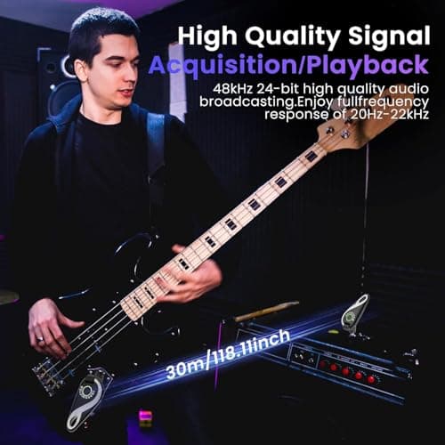 SolWoods Wireless Guitar System 2.4 GHz, Professional Starter Rechargeable Audio Wireless Guitar Transmitter Receiver for Guitar, Bass, Electronic Instruments (H1) - Thumbnail 4