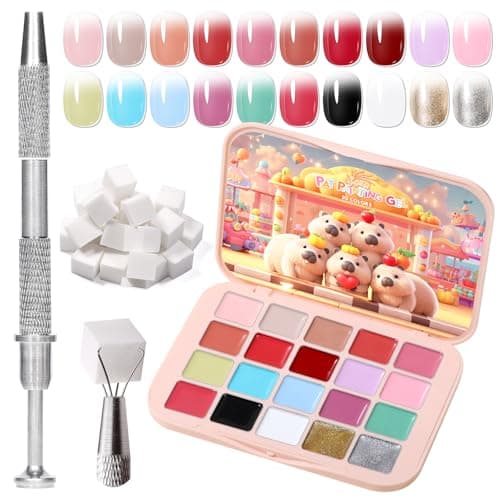 Sponge Pat Painting Gel, 20 Colors Ombre Gel Nail Polish for Ombre Nails Aura Nails, French Manicure DIY Nail Art High-glossy DIY Palette Cloud Fluff