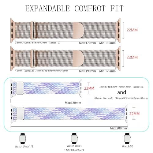 Magnetic Clasp Watch Bands for Women and Men, Compatible with Apple Watch Bands 38mm 40mm 41mm 42mm 44mm 45mm 46mm 49mm, for iWatch Bands Ultra/Ultra 2 SE Series 10 9 8 7 6 5 4 3 2 1, Stainless Steel & Nylon - Thumbnail 2