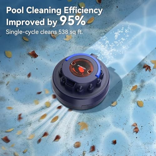 Poolease Cordless Robotic Pool Vacuum with Dual high-Powerful Motors Provide Strong Suction, 100 Min Runtime, Self-Parking, Pool Cleaner Robot for Above/In-ground Flat Pool up to 960 Sq.ft - Thumbnail 2