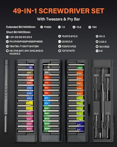 49 in 1 Precision Screwdriver Set, Professional Magnetic Mini Screw Driver with Magnetic Storage Box, Repair Tool Kit for Phone, Computer, Watch, Laptop, Macbook, Ring Doorbell, Eyeglass, Electronic - Thumbnail 5