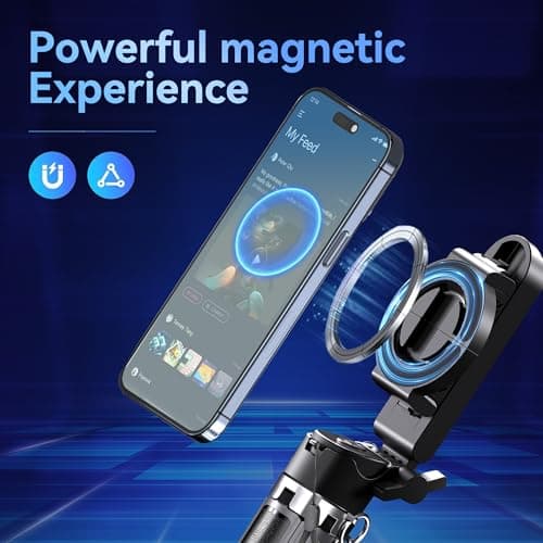 16.9" Tripod for Phone, Portable All in One Extendable Cell Phone Tripod Stand, Tall Travel Tripods for Recording Video Selfies Photo, with Wireless Remote Control for iPhone、Samsung、Android - Thumbnail 2