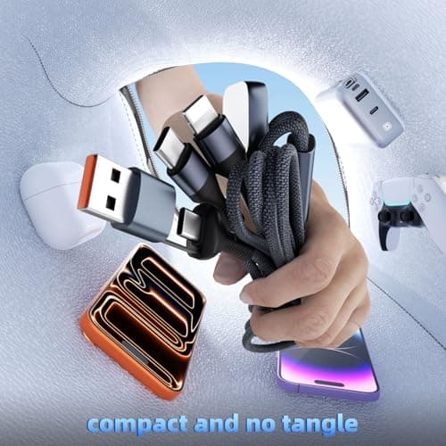Travel Cruise Essentials 3 in 2 Multi Charging Cable Cord for iWatch Charger/IP/USB C, Braided USB A/C Cable iPhone Charger for Multiple Devices,Car Accessories for iWatch Series/iPhone 17-11/iPad-4FT - Thumbnail 6