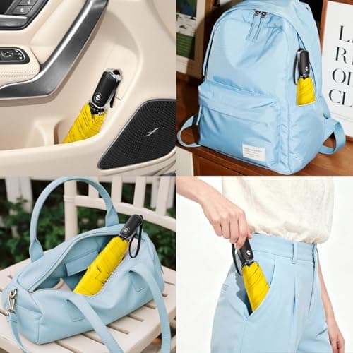 Lejorain Mini Umbrella for Purse Size - Foldable Lightweight Sturdy Flat Umbrellas for Travel Portable Large Compact Umbrella - Thumbnail 5