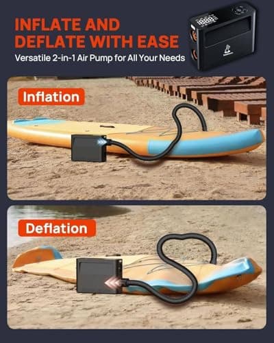 Paddle Board Pump 10 Pump Modes SUP Pump 500L Airflow/min Tire Inflator Portable Air Compressor 4X Speeds Electric Air Pump Suitable All Model Tires, Tents, SUP, Air Mattess, Kayak - Thumbnail 5