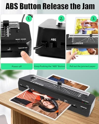 Laminator, A3 Laminator Machine with Built-in Trimmer, 70 Seconds Quick Warm-Up, Cold and Thermal Laminating with 50 Sheets, NTC Technology for Home Office School (A3+50pics) - Thumbnail 6