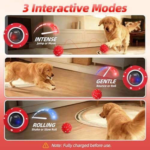Diman Interactive Dog Balls Toys: 3.2 inch Automatic Moving Dog Toys, 3-Modes Bouncing Dog Ball Keeps Dogs Entertained, Durable E-TPU, Waterproof, Active Self Rolling Dog Toy to Keep Them Busy - Thumbnail 2