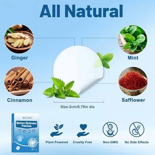 WLTHO 30ct Clear Motion Sickness Patches Non Drowsy, Sea Sickness Patch for Cruise Travel Essentials, Waterproof Patches Behind Ear, Invisible Clear Color, Long Last 72H - Thumbnail 2