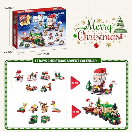 2025 Christmas Advent Calendar, 6 IN 1 Santa Claus Train Building Blocks, 12 Days Countdown Calendar Toy for Kids, Christmas Building Toys Party Favors, Kids Christma Gifts for Boys & Girls - Thumbnail 2