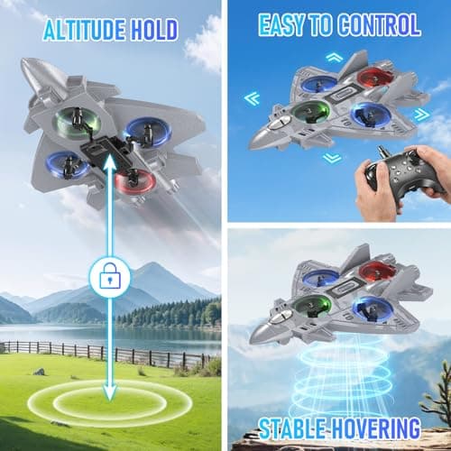 Liorbrix RC Plane Remote Control Airplane for Kids Aged 8+, RC Planes Foam Drones for Adult Kids, Fighter Jet Toy with Lights 360°Flip and Rotation Stunts, Airplane Toy Gifts for Boys - Thumbnail 4