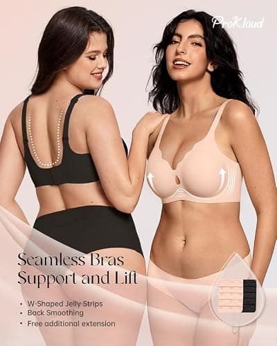 ProKloud Wireless Jelly Bras for Women Wave Push Up No Underwire Bralettes - Thumbnail 3
