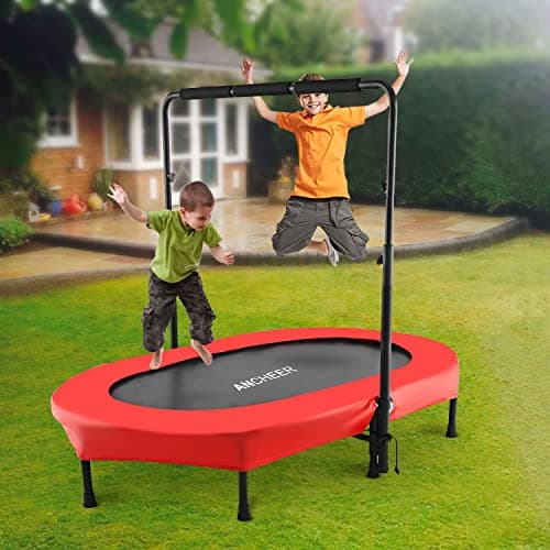 ANCHEER Trampoline for Kids, Toddler Trampoline Indoor Sports and Outdoor Games 56" Kids Rebounder 220LBS Capacity with Adjustable Safety Handrail Foldable Jumper for Boys and Girls (ASTM Certified) - Thumbnail 2