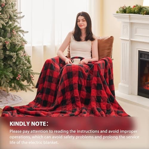 Homemate Electric Blanket Heated Throw - 50“x60“ Ultra Soft Cozy Flannel Heating Blanket with 10 Fast Heat Levels 8 Hours Auto Off Over-Heated Protection ETL Certification Keep Warm in Home Office - Thumbnail 5