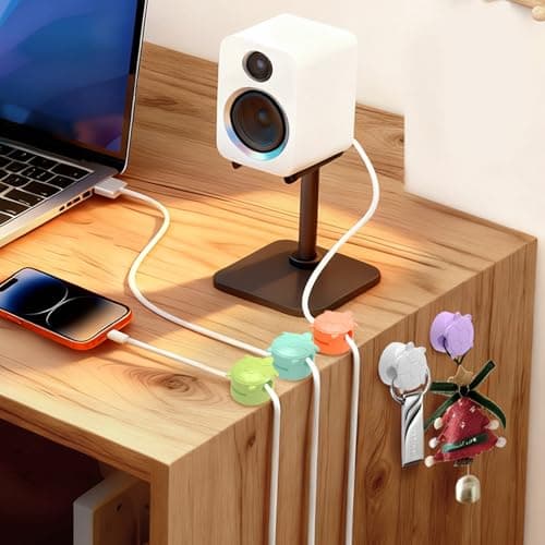 Lancord 8 Pack Rotatable Cable Clips, Cord Organizer Spring Clip Cord Holder for Nightstand Cable Holders for Cords Charging Cable Organizers Cable Management for Desk Office Car Wall (White) - Thumbnail 5