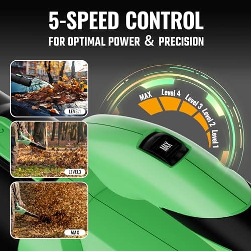 WORKPROX Leaf Blower Cordless, 20V Electric Blower with 4.0Ah Type-C Charging Battery, 89.5MPH 500CFM, Lightweight Handheld Mini Blowers for Lawn Care, Patio Cleaning, Dust, Blowing Leaves - Thumbnail 4