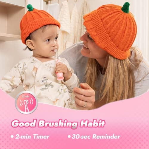Papablic Toddler Sonic Electric Toothbrush Kids for Ages 1-3 Years, Baby Electric Toothbrush with Cute Unicorn Cover and Smart LED Timer, 4 Brush Heads (Doris) - Thumbnail 5