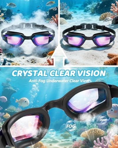 Aegend Swim Goggles for Kids 3-14 – Anti-Fog Comfort Fit for Swim Lessons, Pool, Beach – Includes Case, Ear Plugs & Nose Clip - Thumbnail 3