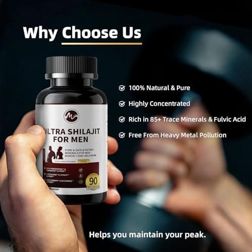M inch Shilajit for Men, 10-in-1 Booster for Men - Stamina, Vitality & Strength Booster, Male Enhancing Supplement with Ashwagandha, Tong*kat Ali & Tri*bulus Terrestris Extract, 90 Vegan Capsules - Thumbnail 5