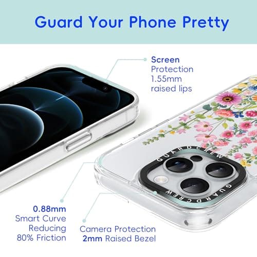 GuardCrew for iPhone 13 Pro Max Case, [Wildflowers] Cool Aesthetic Pattern for Women, [11FT Military-Grade Drop Tested] Slim Crystal Clear Shockproof TPU Bumper Phone Cover, 6.7" - Thumbnail 6