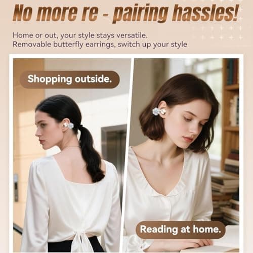 King Lucky i121 Open Ear Clip On Earbuds Wireless Bluetooth Ear Clip Headphones with Mic,Noise Cancelling, Waterproof IPX4,for Small Ears,Perfect for Running,Sports,Glasses Wearers (02-White) - Thumbnail 4