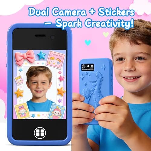 Kids Smart Phone Toy with 16GB SD Card & Drop-proof Silicon Case – 3.0” Touchscreen, Dual Camera, MP3 & 14 Educational Games – Parental Control & Habit Tracker – Christmas Birthday Gift for Boys Girls - Thumbnail 3