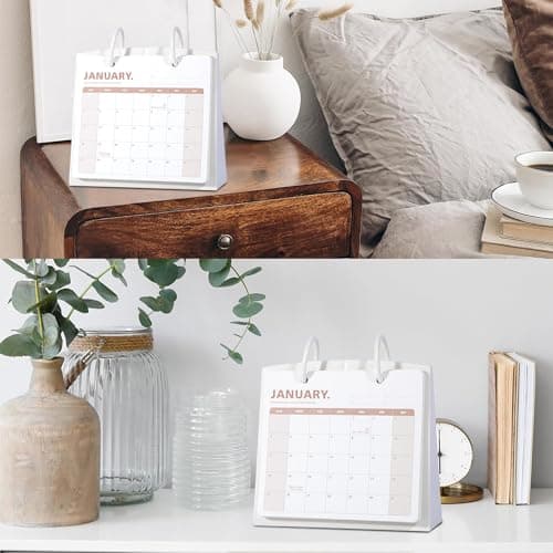 Bibiage Small Desk Calendar 2025-2026, Dec 2025 to Dec 2026, Monthly Decorative Flip Calendar for Desk with to Do List, Cute Desk Decor, Office Supplies, 7" x 6.5", White - Thumbnail 5