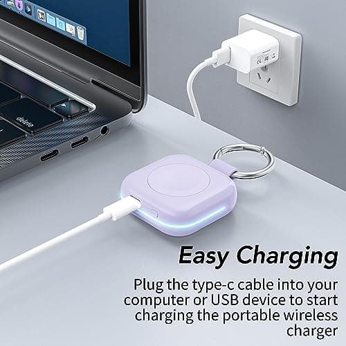 Portable Travel Charger for Apple Watch Series 8,Wireless iWatch Charger 1200mAh Power Bank with Charging Cable, Purse Keychain Smart Chargers for Apple Watch Series 11/10/9/8/7/6/SE/5/4/3/2/1/UItra - Thumbnail 5