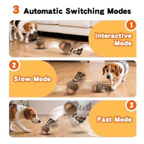 Hanarook Interactive Dog Toys, Automatic Moving Rolling Dog Toys to Keep Them Busy, Motion-Activated Bouncing Vibrating Dog Ball for Small/Medium/Large Dogs (Acron) - Thumbnail 2