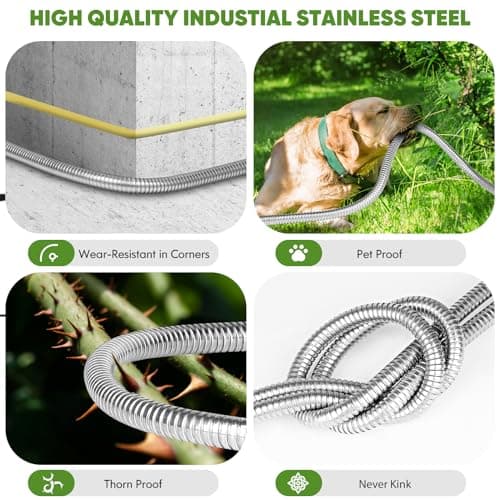 Garden Hose 50 ft, Stainless Steel Water Hose with 10 Function Nozzle Flexible, Heavy Duty, Lightweight, No-Kink, Pet Proof, Puncture Proof Hose Metal for Yard, Outdoor - Thumbnail 3