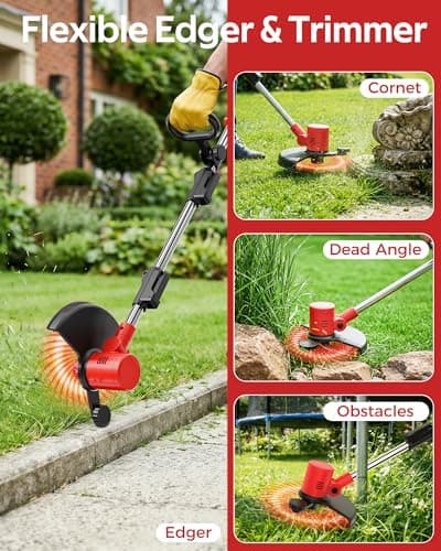 Electric Weed Eater 21V, Battery Powered Cordless String Trimmer, Weed Trimmer with Auto Line Feed, Weed Wacker Lawn Edger with 2 x 2.0Ah Battery and Fast Charger - Thumbnail 6