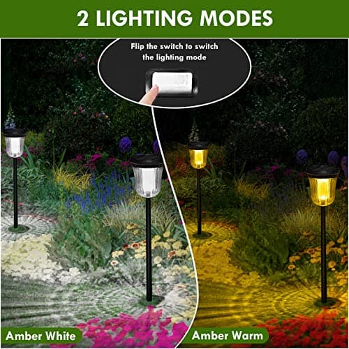 WTGEGF Solar Lights Outside Waterproof, 6 Pack 200 Lumens Super Bright Solar Pathway Lights Outdoor Waterproof with 2 Lighting Modes, Auto On/Off Outdoor Solar Lights for Yard, Walkway, Lawn - Thumbnail 2